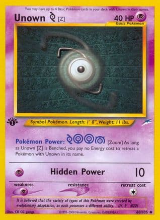 Unown [Z] — Neo Destiny Pokémon TCG card by CR CG gangs