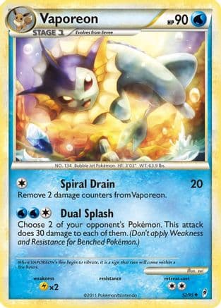 Vaporeon — Call of Legends Pokémon TCG card by sui