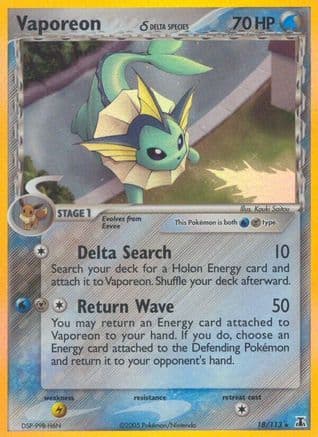 Vaporeon (Delta Species) — EX Delta Species Pokémon TCG card by Kouki Saitou