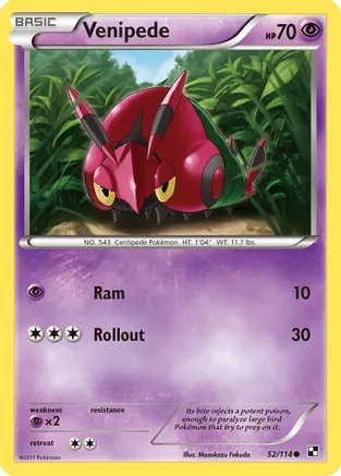 Venipede — Black and White Pokémon TCG card by Masakazu Fukuda