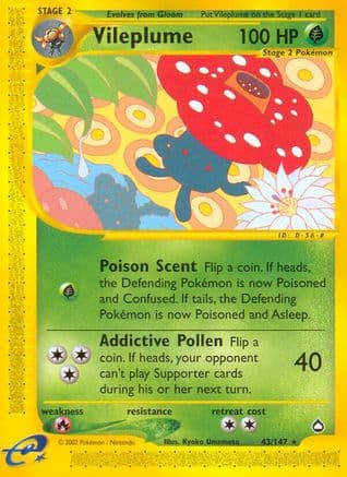 Vileplume — Aquapolis Pokémon TCG card by Kyoko Umemoto