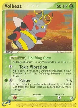 Volbeat — EX Sandstorm Pokémon TCG card by Kyoko Umemoto
