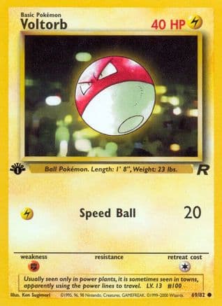Voltorb — Team Rocket Pokémon TCG card by Ken Sugimori