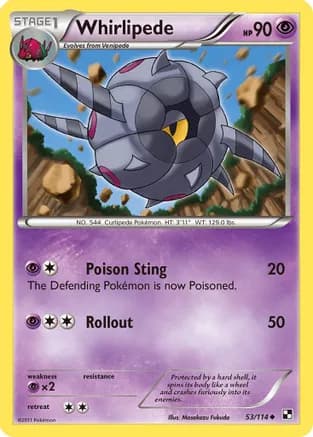 Whirlipede — Black and White Pokémon TCG card by Masakazu Fukuda