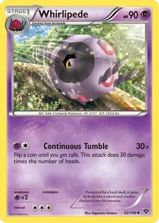 Whirlipede — XY Base Set Pokémon TCG card by Kagemaru Himeno