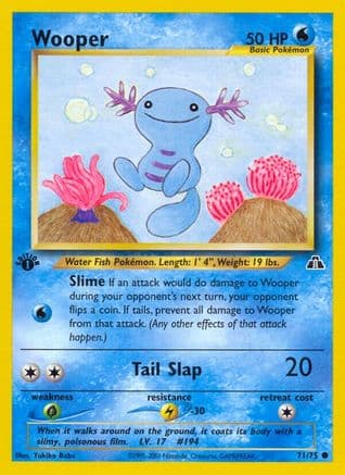 Wooper — Neo Discovery Pokémon TCG card by Yukiko Baba