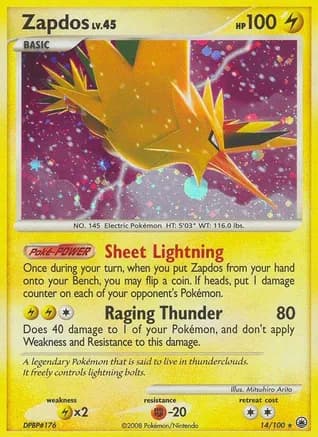 Zapdos — Majestic Dawn Pokémon TCG card by Mitsuhiro Arita