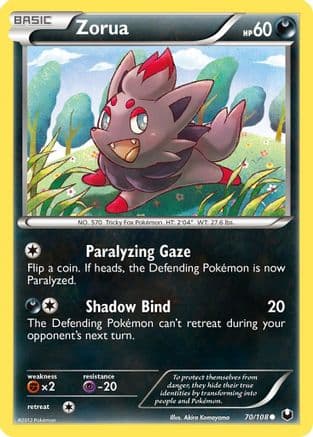 Zorua (70) — Dark Explorers Pokémon TCG card by Akira Komayama