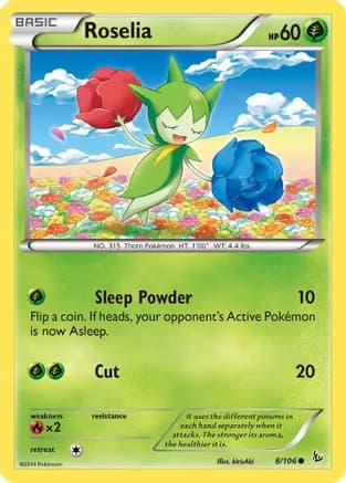 Roselia — XY - Flashfire Pokémon TCG card by Tomomi Ozaki