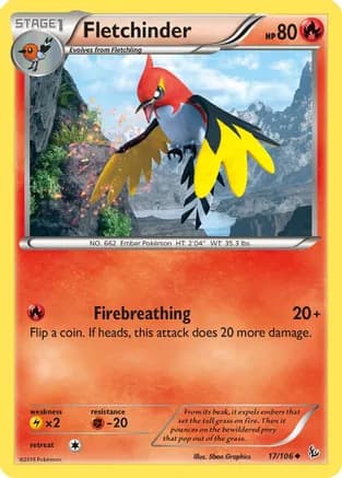 Fletchinder — XY - Flashfire Pokémon TCG card by 5ban Graphics
