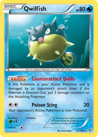 Qwilfish — XY - Flashfire Pokémon TCG card by Shin Nagasawa