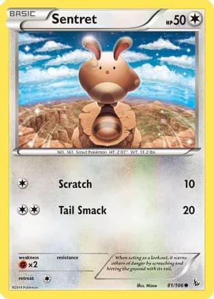 Sentret — XY - Flashfire Pokémon TCG card by Mizue