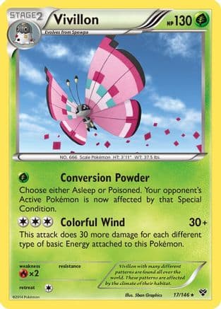 Vivillon (Meadow [Pink]) — XY Base Set Pokémon TCG card by Mitsuhiro Arita
