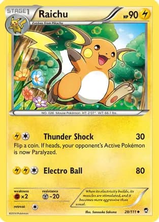 Raichu — XY - Furious Fists Pokémon TCG card by Sanosuke Sakuma
