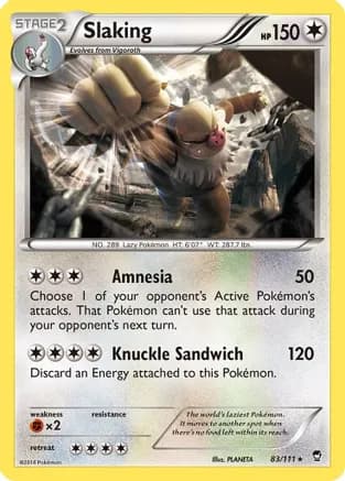 Slaking — XY - Furious Fists Pokémon TCG card by PLANETA