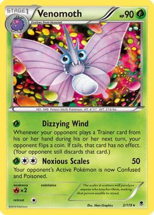 Venomoth — XY - Phantom Forces Pokémon TCG card by Kagemaru Himeno