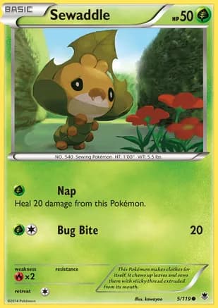 Sewaddle — XY - Phantom Forces Pokémon TCG card by kawayoo