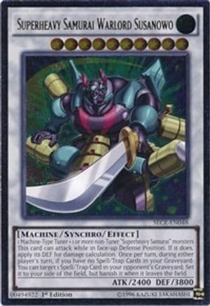 Superheavy Samurai Warlord Susanowo (UTR) — Secrets of Eternity Yu-Gi-Oh! card by KAZUKI TAKAHASHI