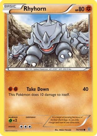 Rhyhorn — XY - Primal Clash Pokémon TCG card by Midori Harada