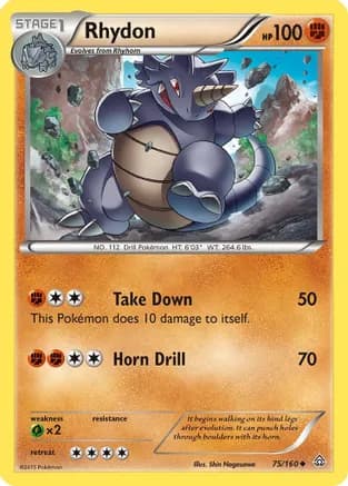 Rhydon — XY - Primal Clash Pokémon TCG card by Shin Nagasawa