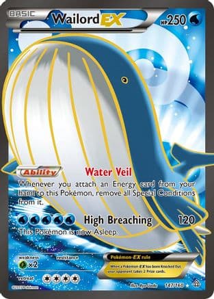 Wailord EX (147 Full Art) — XY - Primal Clash Pokémon TCG card by Ryo Ueda