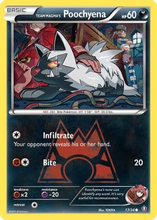 Team Magma's Poochyena — Double Crisis Pokémon TCG card by TOKIYA