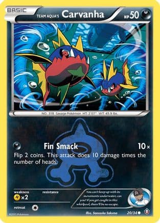 Team Aqua's Carvanha — Double Crisis Pokémon TCG card by Sanosuke Sakuma