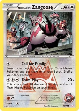Team Magma's Zangoose — Double Crisis Pokémon TCG card by Shin Nagasawa