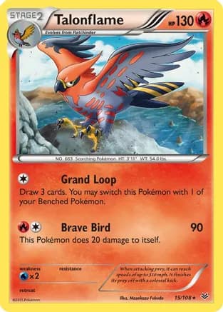 Talonflame — XY - Roaring Skies Pokémon TCG card by Masakazu Fukuda