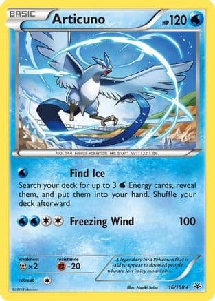 Articuno (16) — XY - Roaring Skies Pokémon TCG card by Naoki Saito