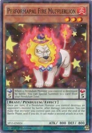 Performapal Fire Mufflerlion (Shatterfoil) — Star Pack ARC-V Yu-Gi-Oh! card by KAZUKI TAKAHASHI