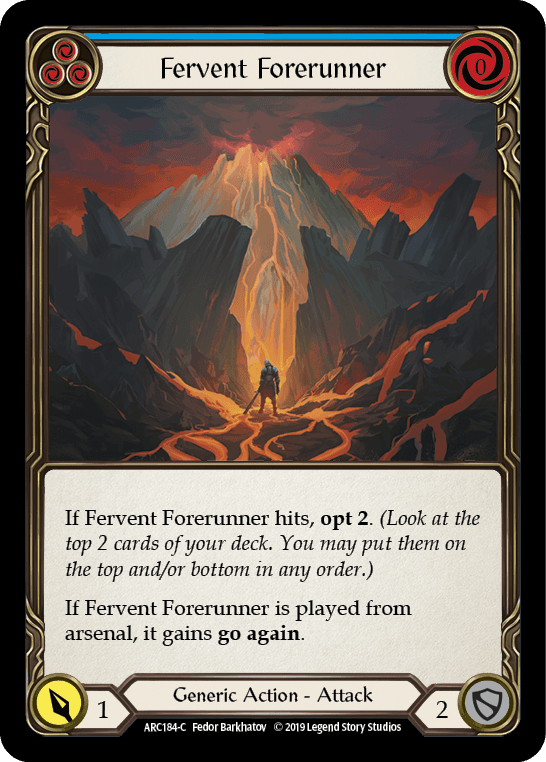Fervent Forerunner — Arcane Rising Flesh and Blood card by Fedor Barkhatov