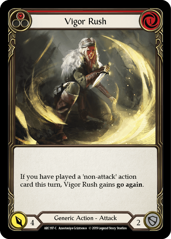 Vigor Rush (Red) — Arcane Rising Flesh and Blood card by Anastasiya Grintsova