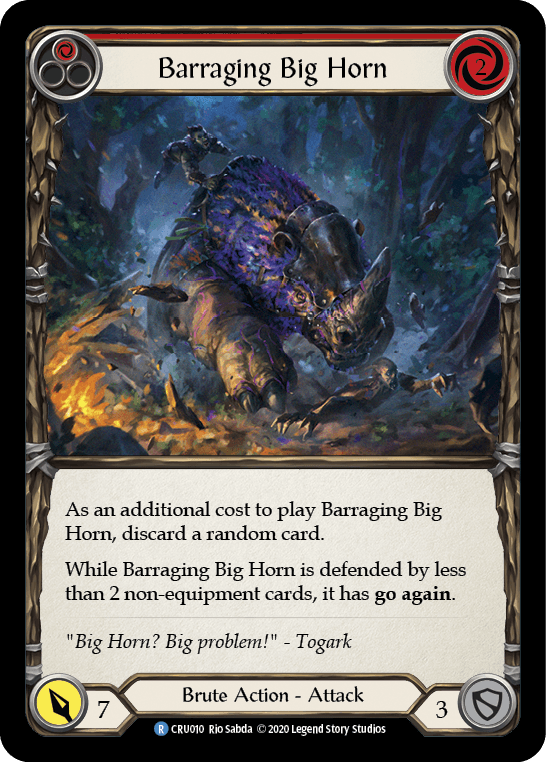 Barraging Big Horn (Red) — Crucible of War Flesh and Blood card by Rio Sabda