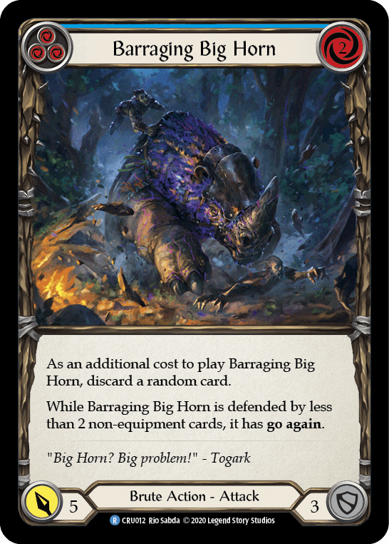 Barraging Big Horn (Blue) — Crucible of War Flesh and Blood card by Rio Sabda