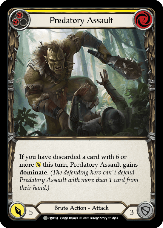Predatory Assault (Yellow) — Crucible of War Flesh and Blood card by Ksenia Belova