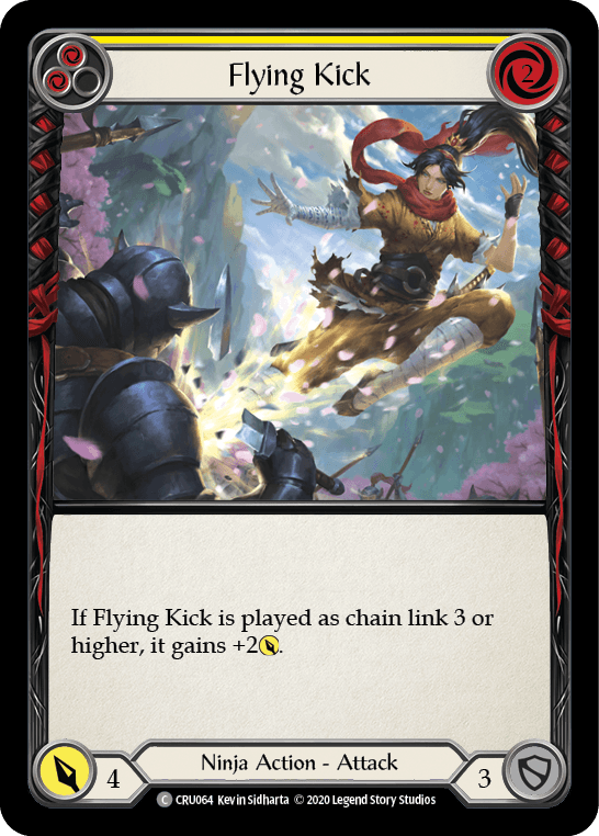 Flying Kick (Yellow) — Crucible of War Flesh and Blood card by Kevin Sidharta