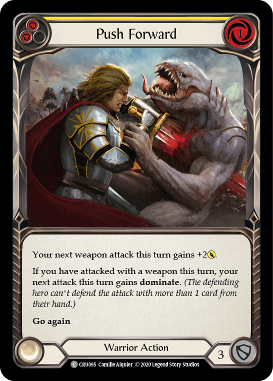 Push Forward (Yellow) — Crucible of War Flesh and Blood card by Camille Alquier