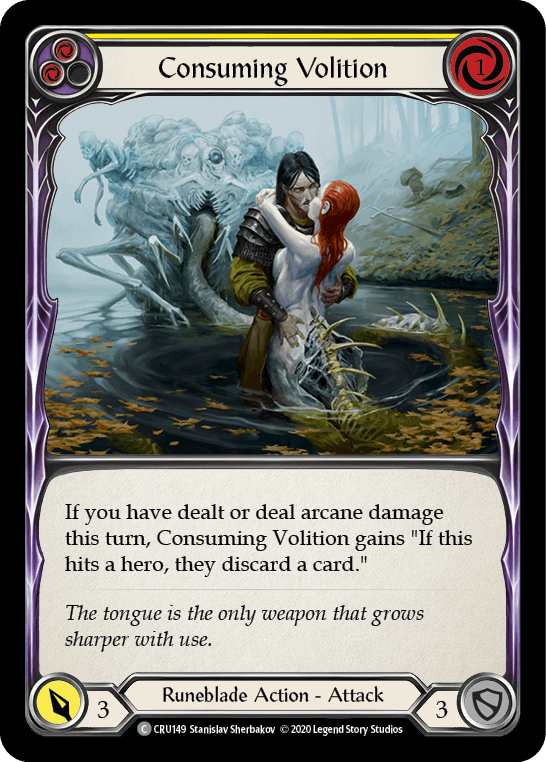 Consuming Volition (Yellow) — Crucible of War Flesh and Blood card by Stanislav Sherbakov
