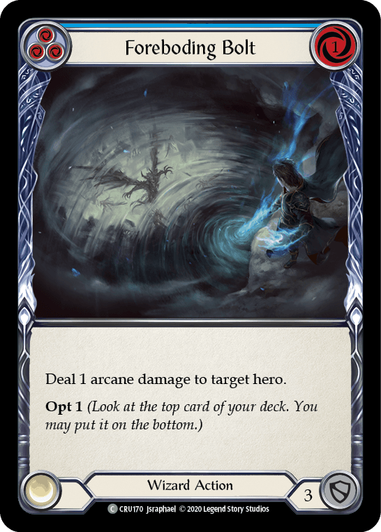 Foreboding Bolt (Blue) — Crucible of War Flesh and Blood card by Jsraphael