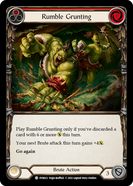 Rumble Grunting (Red) — Dynasty Flesh and Blood card by Yugin Maffioli
