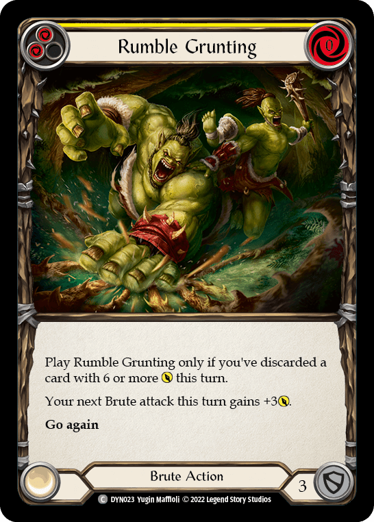 Rumble Grunting (Yellow) — Dynasty Flesh and Blood card by Yugin Maffioli