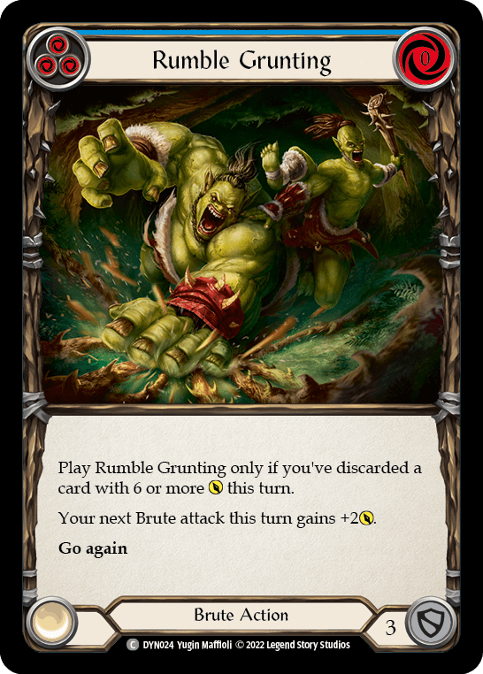 Rumble Grunting (Blue) — Dynasty Flesh and Blood card by Yugin Maffioli