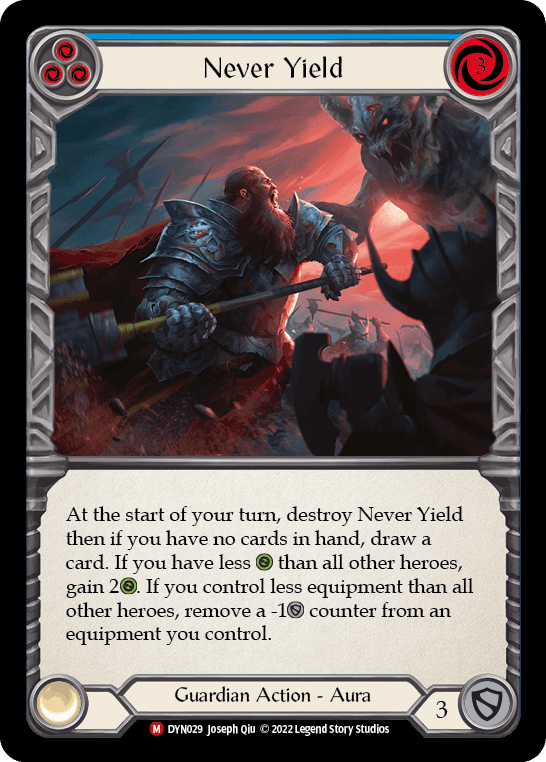 Never Yield — Dynasty Flesh and Blood card by Joseph Qiu