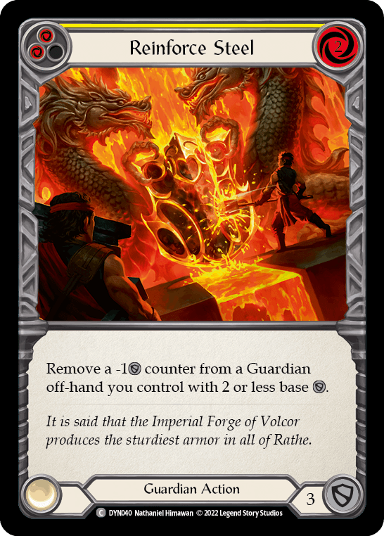 Reinforce Steel (Yellow) — Dynasty Flesh and Blood card by Nathaniel Himawan