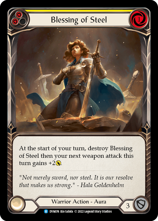 Blessing of Steel (Yellow) — Dynasty Flesh and Blood card by Rio Sabda