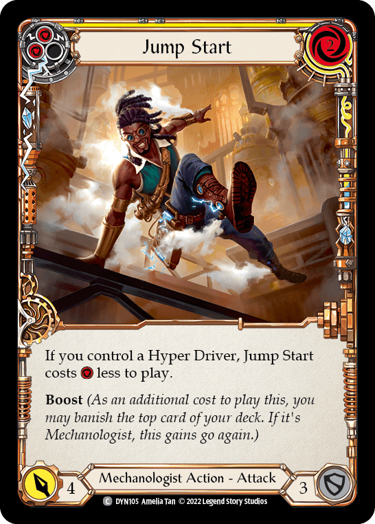 Jump Start (Yellow) — Dynasty Flesh and Blood card by Amelia Tan