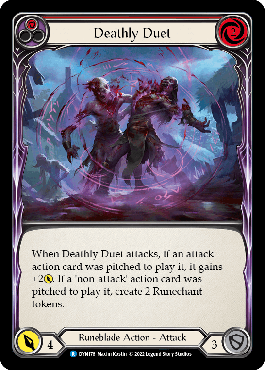 Deathly Duet (Red) — Dynasty Flesh and Blood card by Max Kostin
