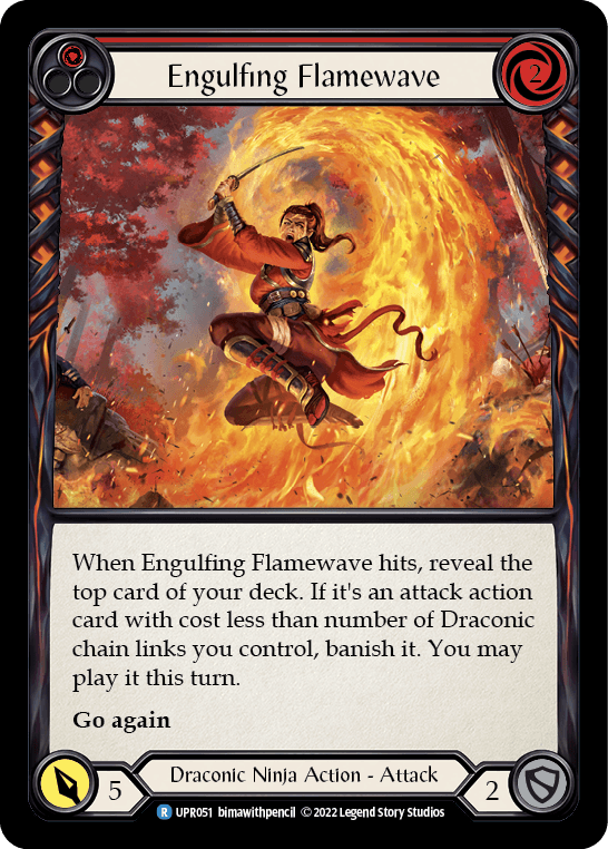 Engulfing Flamewave (Red) — Uprising Flesh and Blood card by bimawithpencil