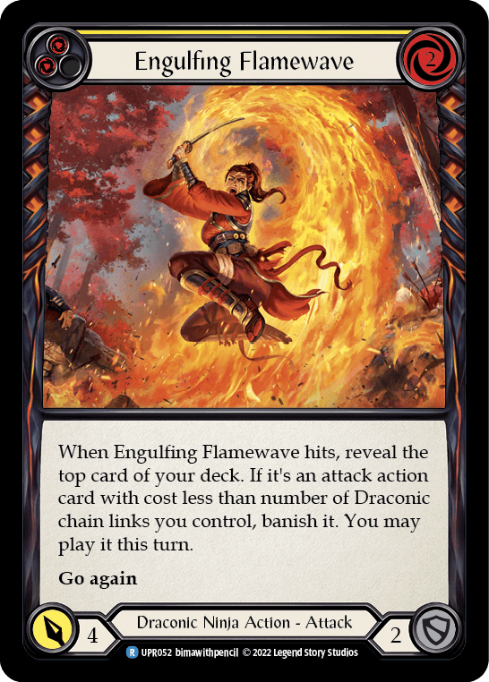 Engulfing Flamewave (Yellow) — Uprising Flesh and Blood card by bimawithpencil